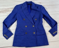 NWOT Polo Ralph Lauren Womens Jacket Royal Blue 00 Blazer LRL Gold Logo Buttons