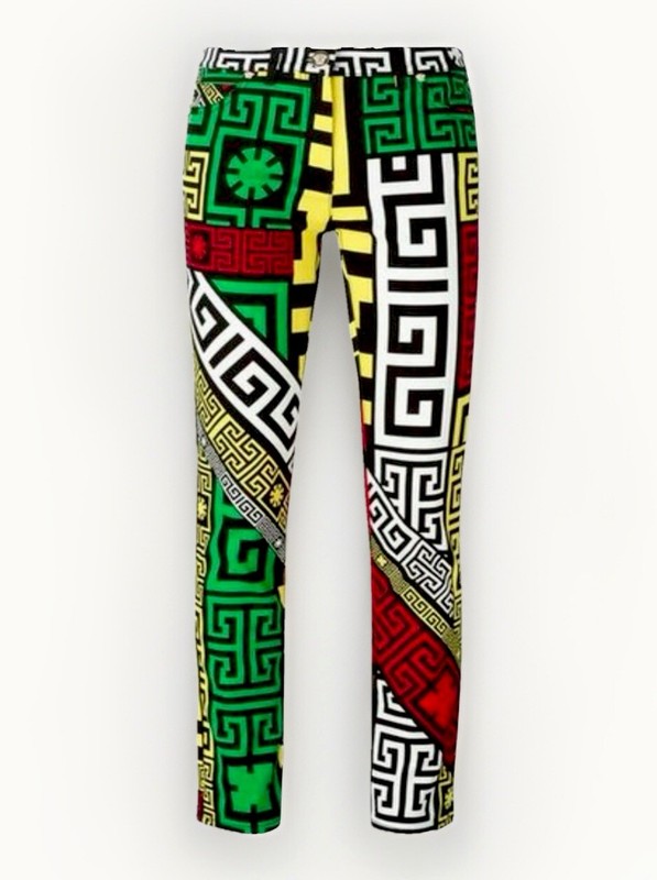 VERSACE⚡️Women's size 26 Greek Key puzzle colorful print skinny fit denim jeans