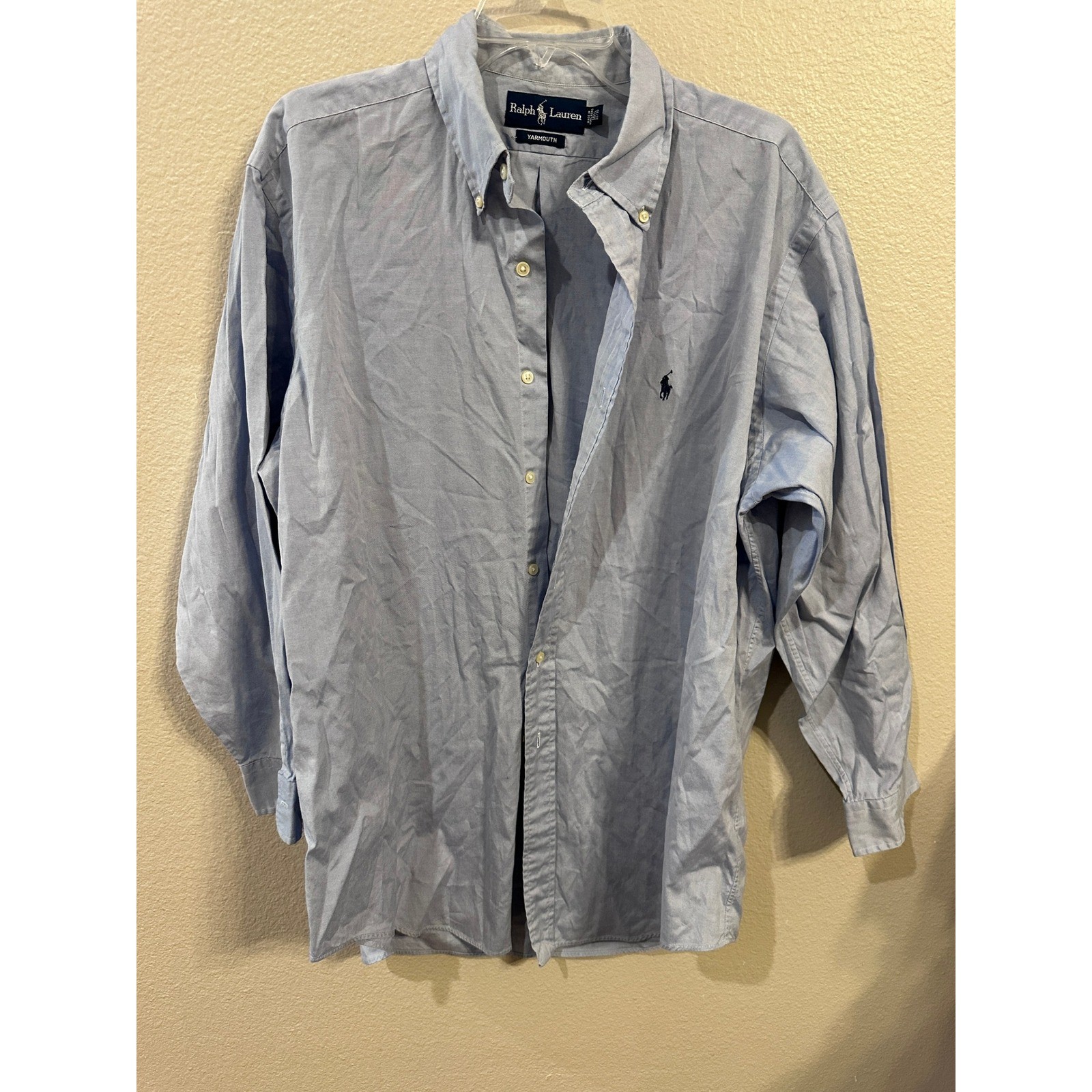 Ralph Lauren Yarmouth Blue Long Sleeve Button Down Shirt Mens 16 1/2 32/33
