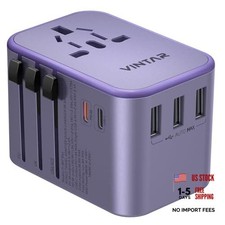 Universal Travel Adapter, 35.5W International Power Adapter with 35.5W Purple