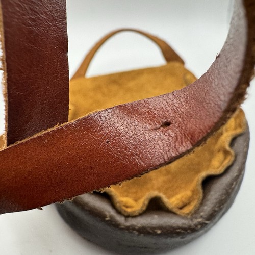 VINTAGE Handarbeit weiches Wildleder Leder zweifarbig Tasche Beutel braun - Bild 5 von 7