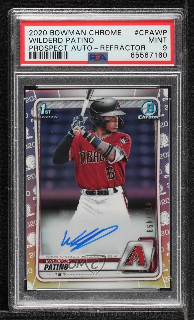 2020 Bowman Chrome Prospect Refractor 473/499 Wilderd Patino PSA 9 MINT Auto sw8