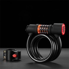 Outdoor Portable 5-Digit Combination Lock Mountain Bike Steel Lock With Light