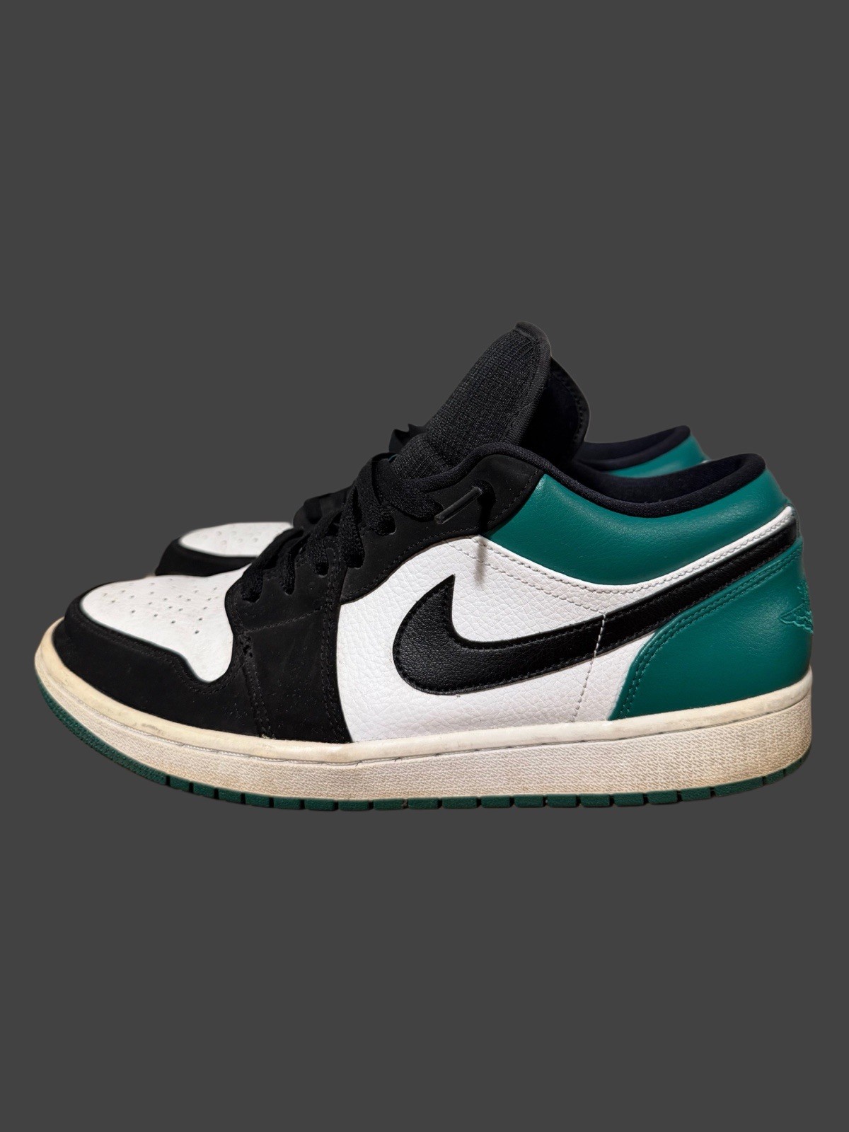 Jordan 1 Low White Black Mystic Green Size 10