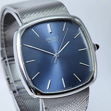 Seiko Azie QZ écran TV cadran bleu vintage homme non fonctionnel
