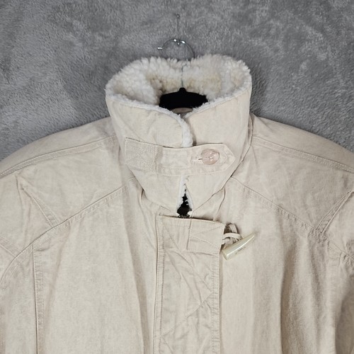 De Colección Andy Johns Parka Heavywgt Cálido Abrigo Sherpa Cremallera Palanca Lona Beige Talla Grande L - Imagen 3 de 20