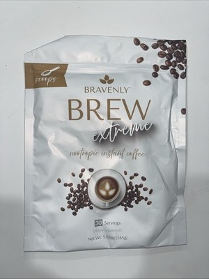 Bravenly, Brew Extreme Coffee SCOOP POWDER 30 Serving NEW  Exp Date 7/27 SEALED