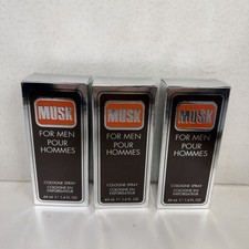  3 MUSK BY COTY FOR MEN 1.4 OZ 44 ML COLOGNE SPRAY NEW IN BOX Set Of 3