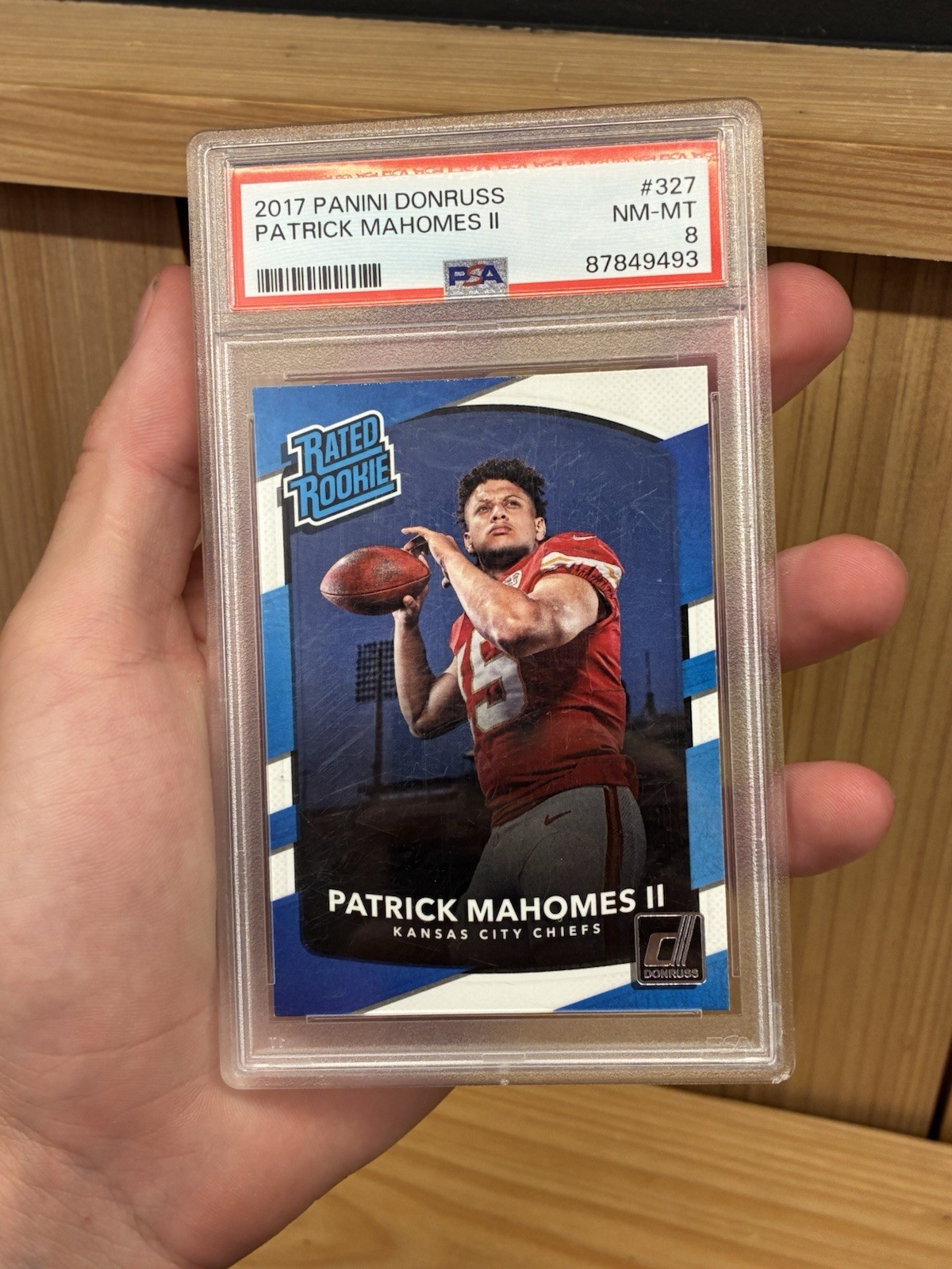 Patrick Mahomes Rated Rookie PSA 8 2017 Donruss #327 Kansas City Chiefs  view 5