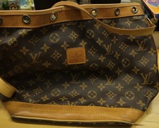 Louis Vuitton Monogram Canvas Shoulder Bag Brown Leather Trim France