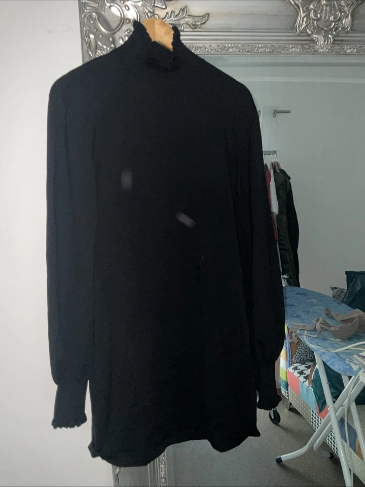 Strickkleid Von Sportmax Neu Gr. XL Schwarz Mit Offenen Ärmeln - Bild 3 von 4