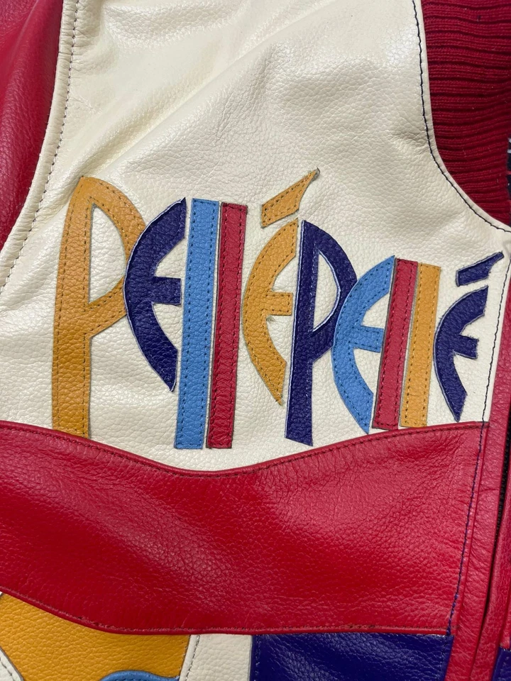 Chaqueta de bombardero estilo abstracto de felpa para hombre - hecha a mano cuero de vaca real Foto 3 de 4