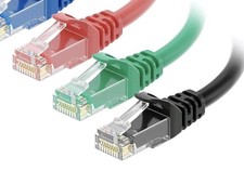 Lot of 3 Cat6 UTP Ethernet Patch Cables RJ-45 to RJ-45 10 ft Black/Red/Green