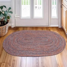 Navy, Light Blue, Red Indoour Outdoor Braided Kitchen Rug