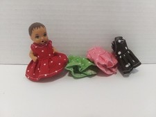 Ropa para muñeca hecha a medida muñeca bebé b talla b 3" - Lote de 4 vestidos- K74