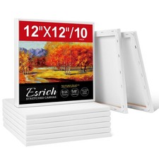 ESRICH Stretched Canvas for Painting 12 x 12 Inch, 10 12X12IN 10 Packs, White