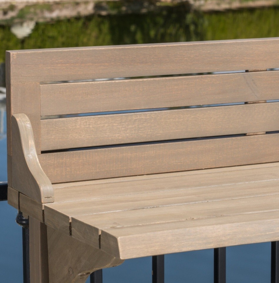 Outdoor Acacia Wood Balcony Bar Table, Gray Finish eBay