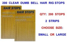 200 CLEAR DUMB BELL HAIR RIG STOPS COARSE CARP FISHING LINE BRAID BOILIE STOPS