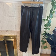 VINTAGE 90s Lambskin Leather Pants Model-off-duty black Leather Size 42