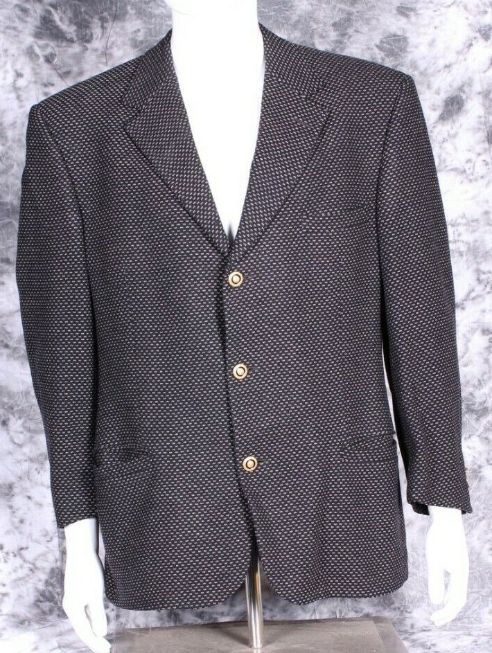 Vintage Gianni Versace V2 Classics Navy Blue Tweed Blazer | eBay