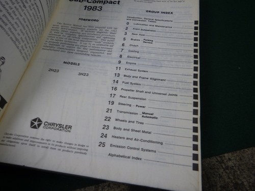 1983 Dodge Challenger/Plymouth Sapporo/Arrow factory service/repair manual - Picture 3 of 4