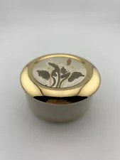 The Art of Chokin Japan Porcelain Trinket Box Flowers Lily 24K Gold Trim 2.5 in