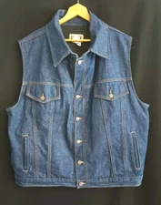 Classic Old West Styles Denim Vest Mens XXL Blue Western Wear Conceal Carry
