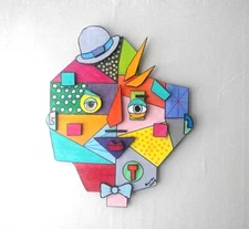 Picasso Style 3D Original Hand Painted Wood Cutout Wall Art