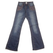 Cache Bootcut Blue Jeans Womens 4 Low Rise Beaded Pockets