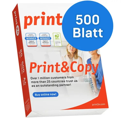 Print24 Printer Paper Copier Paper 500 Sheets  A4 80G Premium White Test