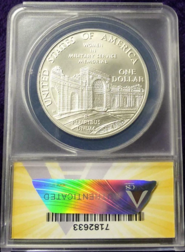 :1994 W $1 Women-Veterans Commemorative-Silver-Dollar ANACS MS-70 Rare Top-Pop - Image 2 of 2