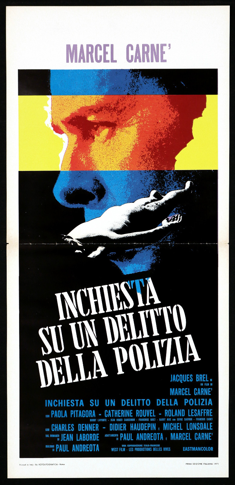 Locandina originale film INCHIESTA SU UN DELITTO DELLA POLIZIA (1970) - Regia di Marcel Carné