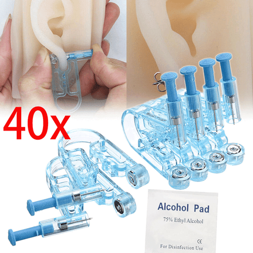 Professional Disposable Ear Studs Piercing Gun Ear Pin Stud Piercer Tool 40Pack - Picture 2 of 11