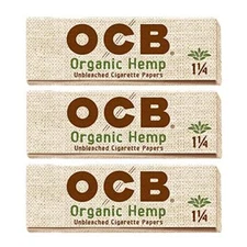 OCB Organic Hemp 1 1/4 Rolling Paper Unbleached 1.25 Cigarette Paper 3 Booklets