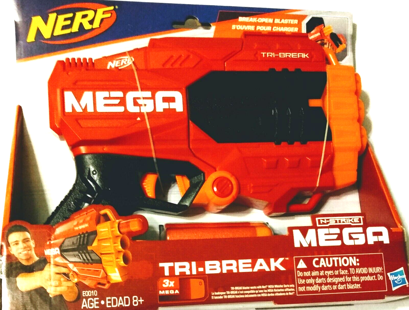 Nerf N-strike Mega Tri-Break, Includes 3 Nerf Mega WhIstler darts, Ages 8+