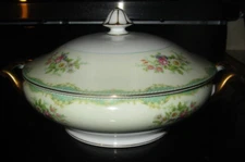 Noritake Japan Vegetable Server Gold Trim Floral