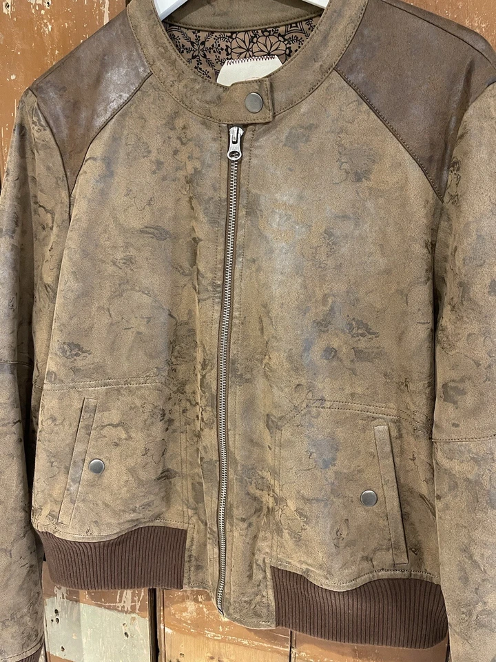 Hei Hei Bomber Jacket Coat Brown Full Zip Women's Medium - Image 4 of 4