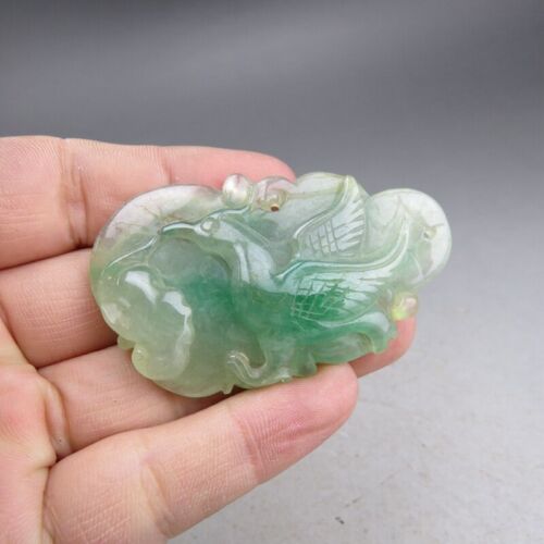 Chine, jade, sculpture manuelle, jadéite naturelle, jade, aigle, pendentif G028 - Photo 1/7