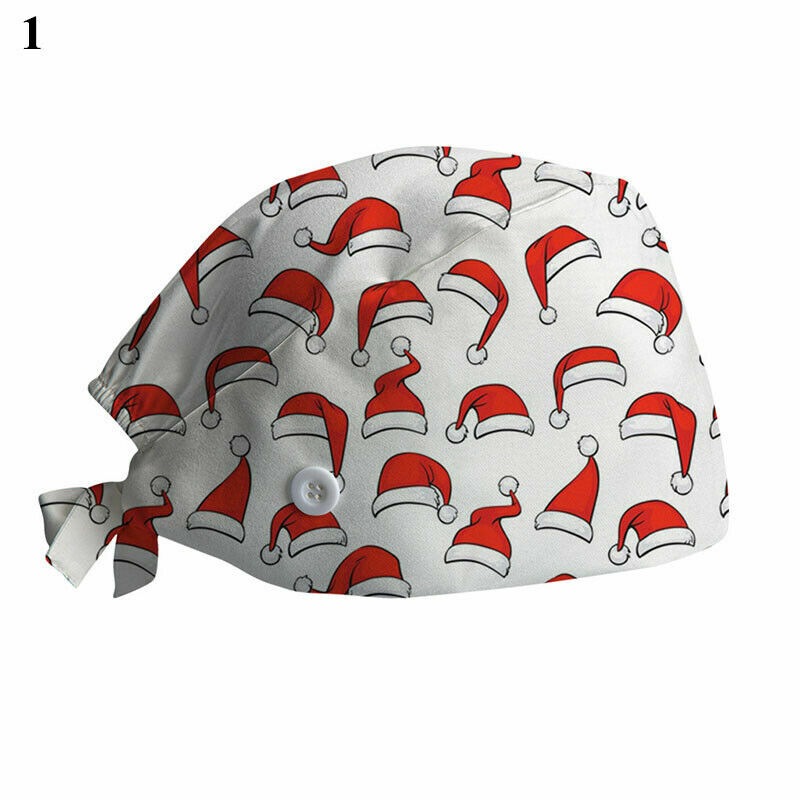 Buckle Nurse Christmas Printing Doctors Baotou Cap Doctor Hat Surgical ...