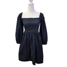 J. Crew Smocked Puff Sleeve Chambray Mini Dress Size XS