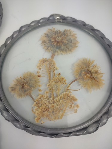 Pressed Flower Framed Wall Art Picture Ornament Suncatcher Lot Set Pewter USA - Picture 12 of 12