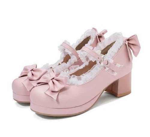 Womens Lolita Mary Janes Princess Mori Girl Sweet Bowknot Kawaii Tea Party Shoes - Picture 13 of 15