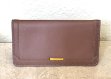GENUINE LEATHER Mauve Taupe CHECKBOOK COVER WALLET w/ ID and CC Slots