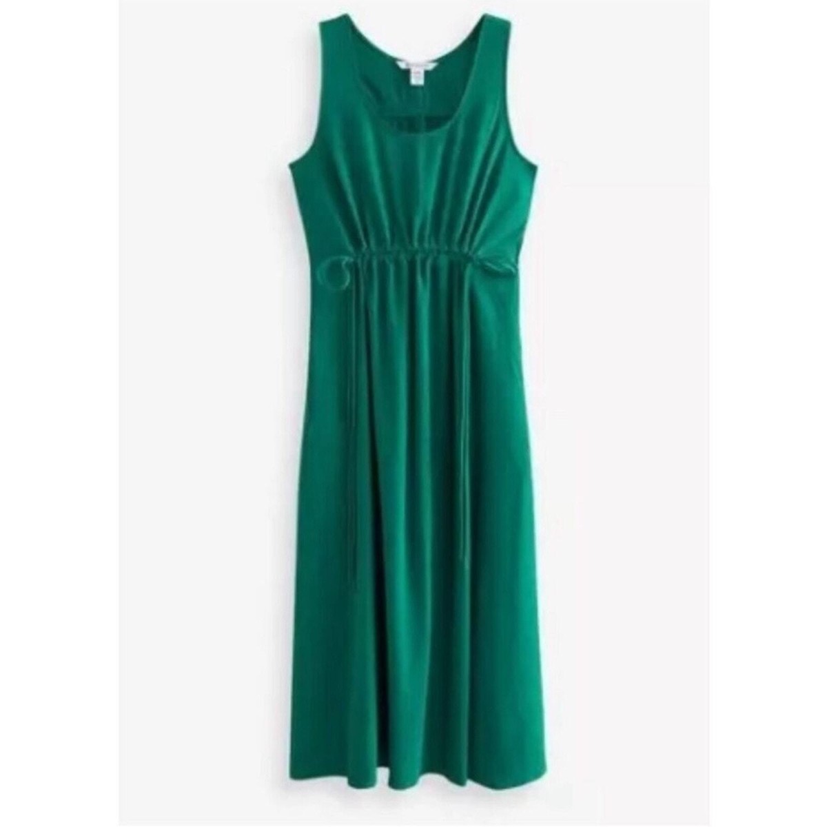 AthletaEmerald Green Echo Midi Tank Dress Size Medium Ruched Adjustable  Waist
