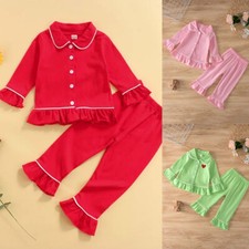 Kids Boys Girls Long Sleeve Sleepwear Cotton Pajamas Suit Nightwear 0-4 Years