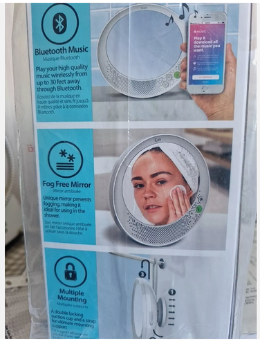 GENUINE iLuv AUDMIRRWH Aud Shower Mirror with Built-in Bluetooth Speakers - Picture 8 of 8