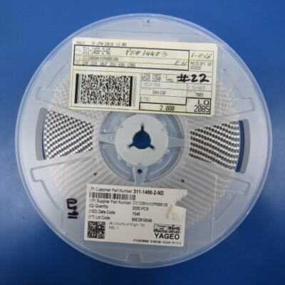 YAGEO  CC1206KKX5R8BB106 Qty of 1000 per Lot CAP CER 10UF 25V X5R 1206