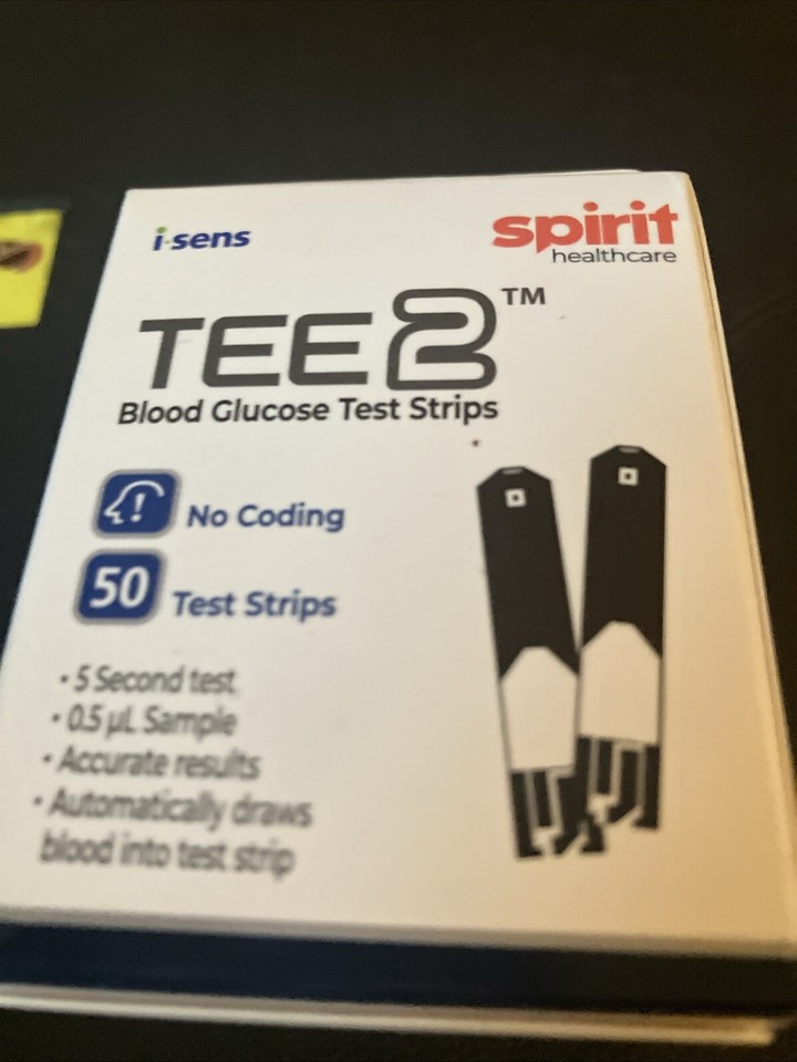 TEE2 test strips x 50 for TEE2+ blood glucose meter. Brand new in box