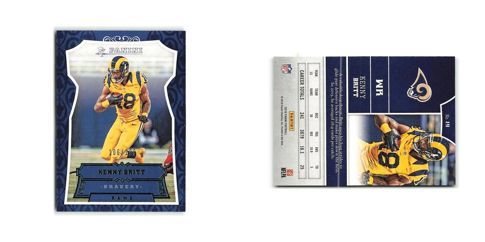 Kenny Britt #/199 2016 Panini #19 Los Angeles Rams Football Card NM - Image 3 of 3
