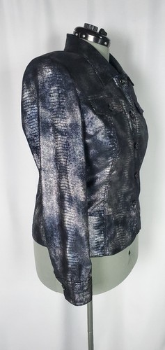 Toni Morgan Jacket Womens L Metallic Snakeskin Iridescent Blazer Y2K Statement - Picture 2 of 14